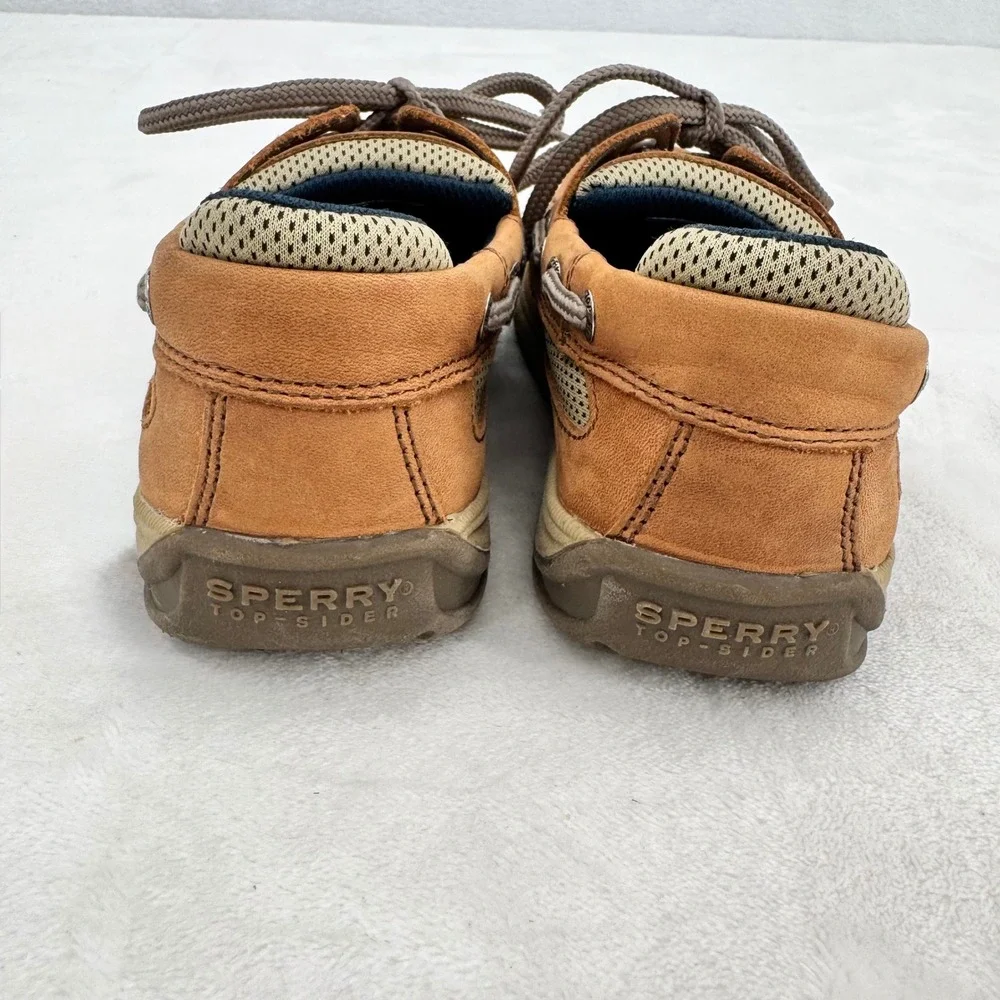 Sperry Top-Sider Lanyard Boat Shoes Boys Sz 13 Tan Tie Leather Moccasin Loafers